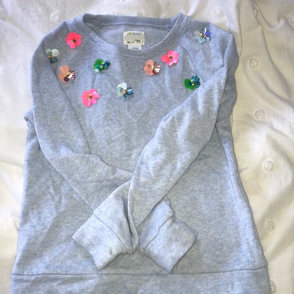Light blue crew cuts sweater with flowers!